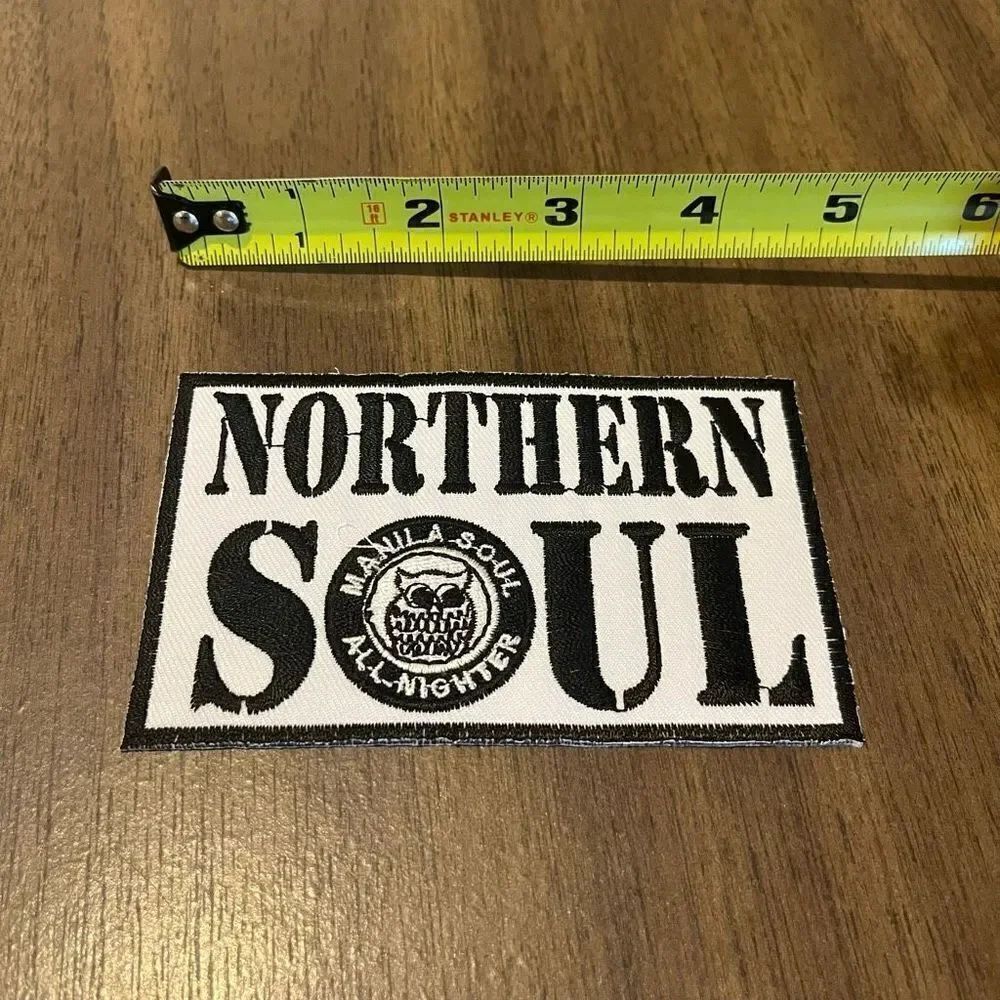 Northern Soul Black & White Logo Rectangular Iron On Appliqué Patch